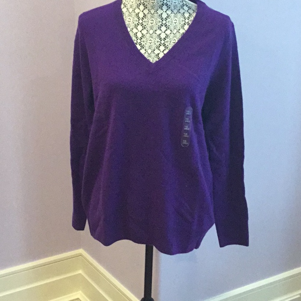 Uniqlo Cashmere Purple V-Neck Sweater Sz XL